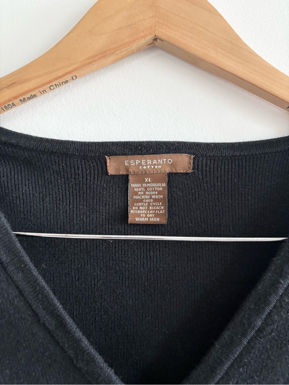 Vintage Cotton Black V-Neck Button Front Sweater - Picture 5 of 9